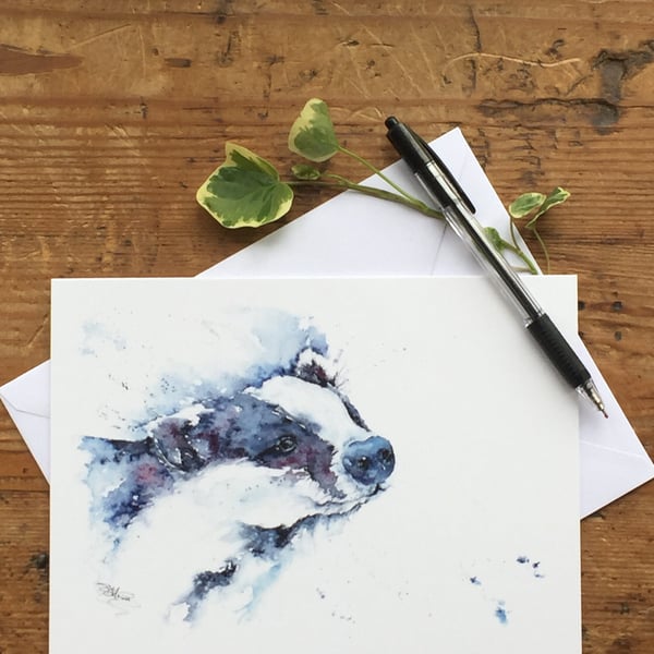 Badger Card, Badger Greetings Card, Badger Design, Wildlife Art, Note Card, Art 