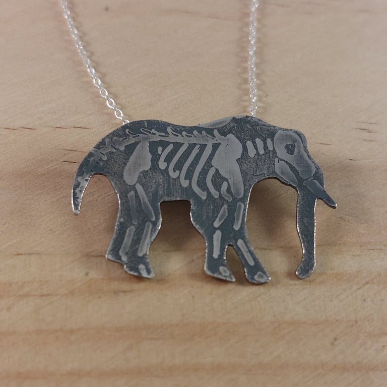 Sterling Silver Elephant Skeleton Necklace (SKU201025D)