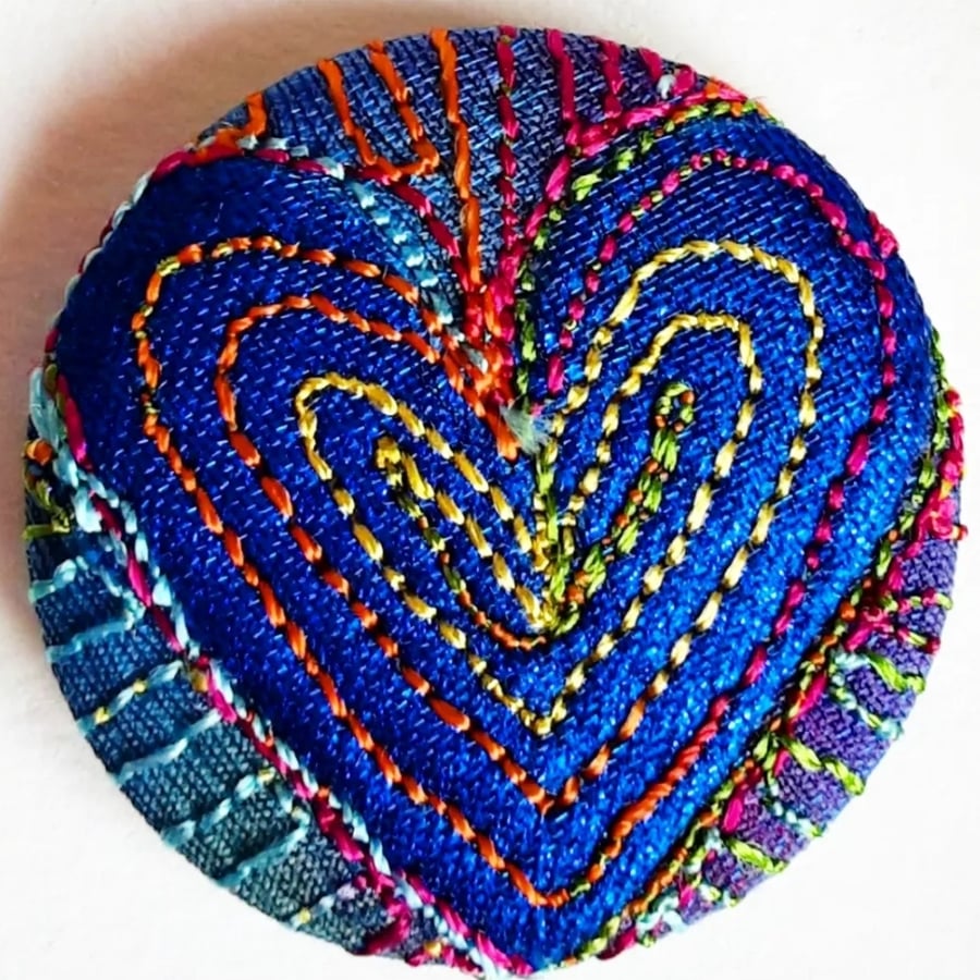 Buttons 1 inch button Hand Dyed Silks and Cottons Free Machine Embroidery Button