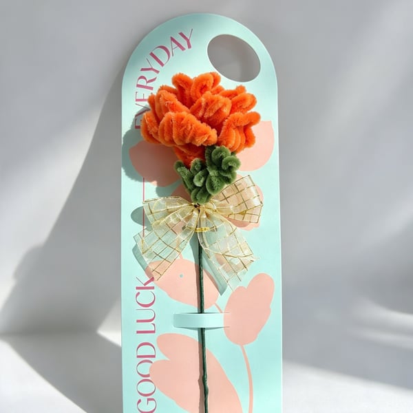 Marigold — October Birth Flower - Handmade Everlasting Single Stem- Free Postage