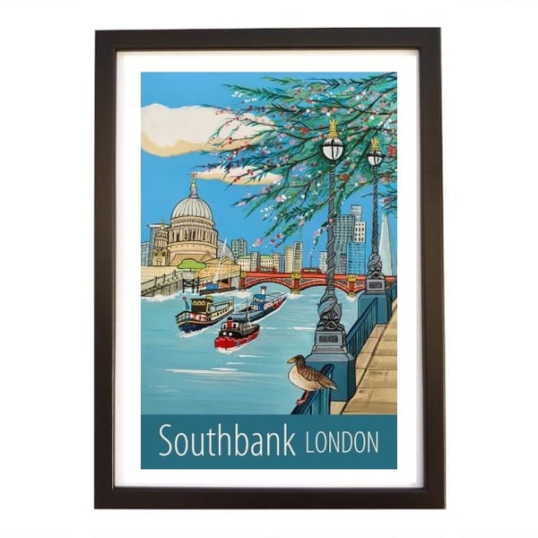 Southbank London travel poster print by Susie West