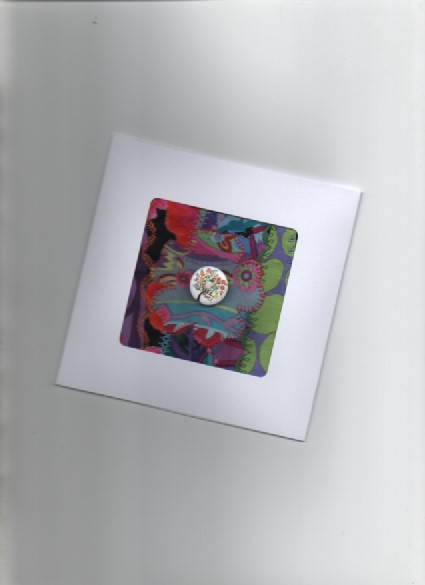 ChrissieCraft KAFFE FASSETT appliqued crazy patchwork machine embroidered CARD