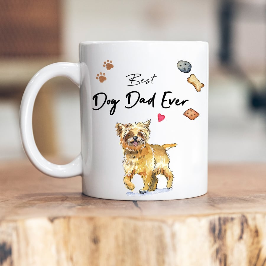 Best Dog Dad Cairn Terrier Tan Ceramic Mug