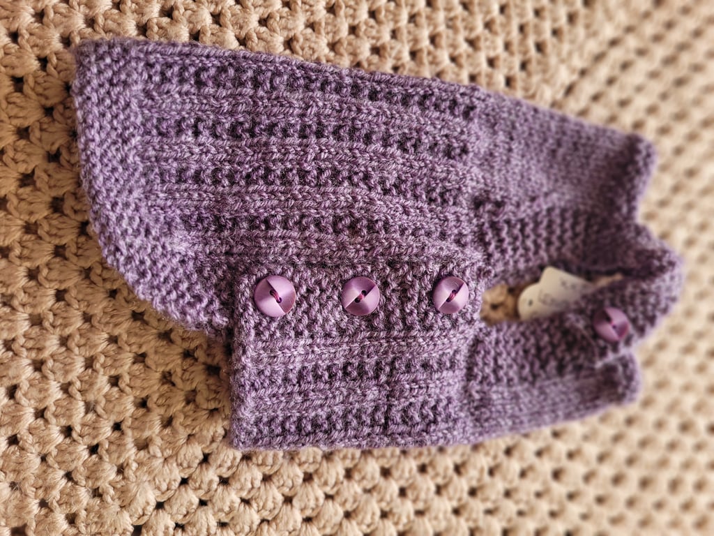 Doggy dungarees. Purple.  Hand knitted. 