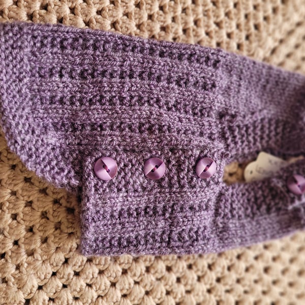 Doggy dungarees. Purple.  Hand knitted. 