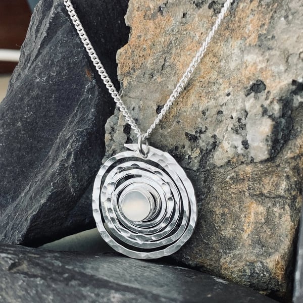 Recycled Sterling Silver Spiral Moonstone pendant: Stone