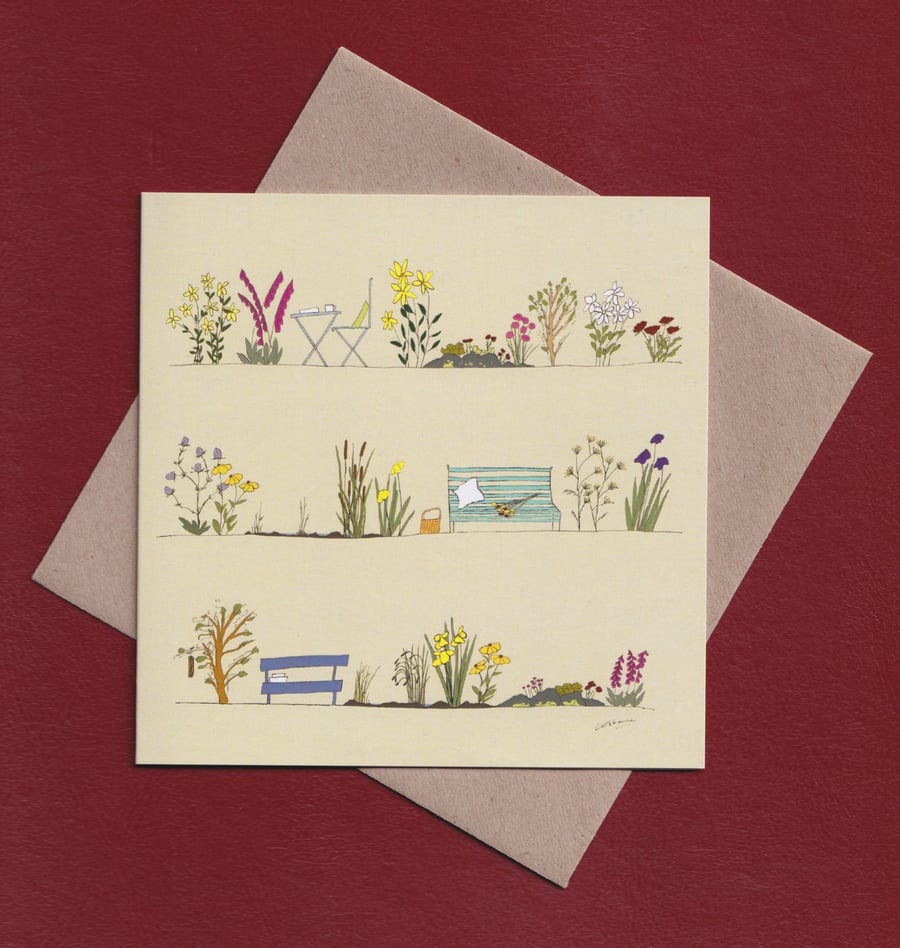 Greetings card - gardens - flowers