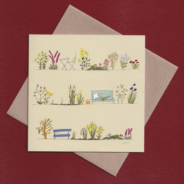 Greetings card - gardens - flowers