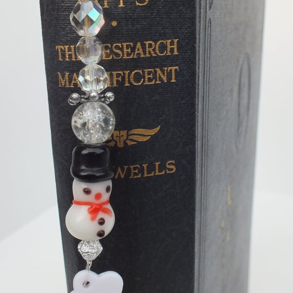 snowman bookmark, metal hook bookmark, 