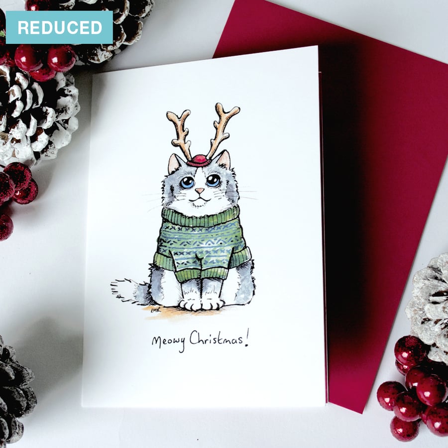 REDUCED - Meowy Christmas - Cat Christmas Card