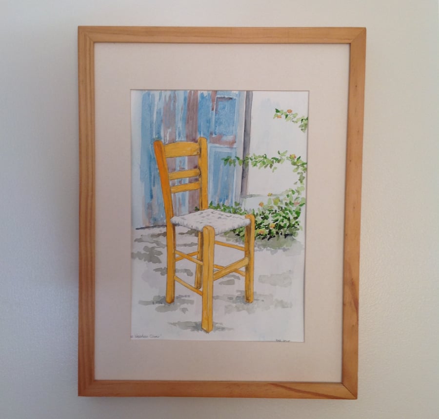 The wooden chair original watercolour painting