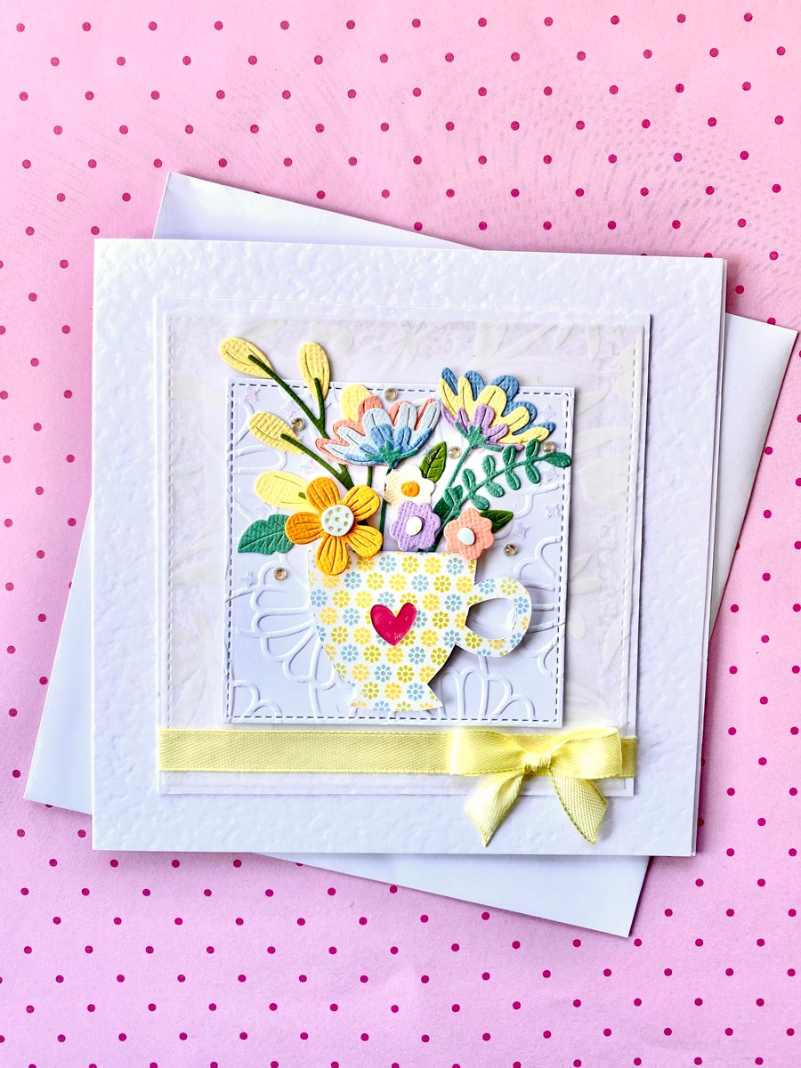 Luxury floral floral teacup card, Mother’s Day, Birthday, Thinking of You