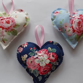 Floral Lavender Padded Hanging Heart Cath Kidston Cotton Fabric Wall Home Decor