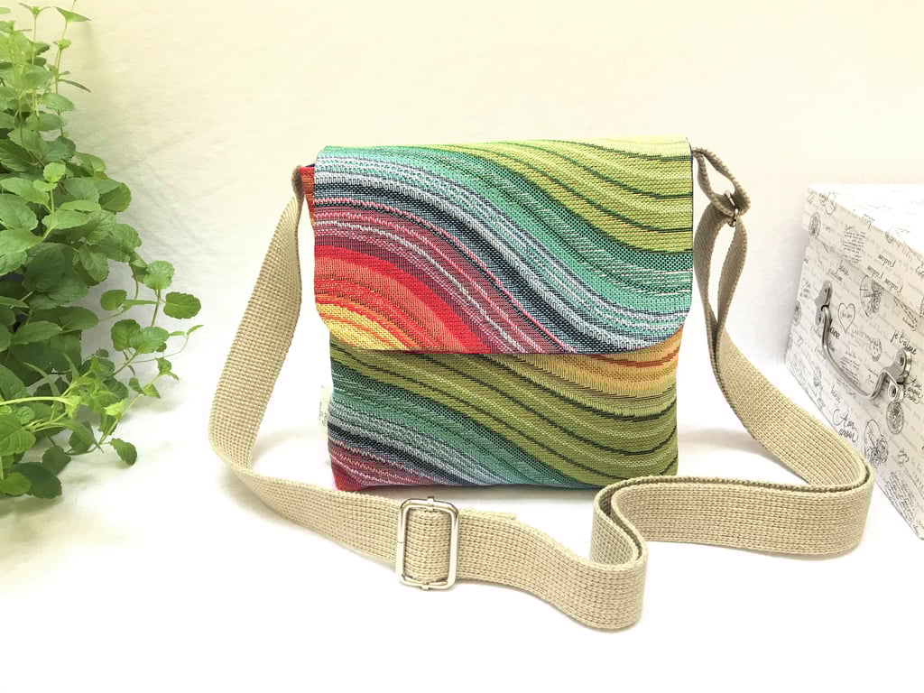 Rainbow tapestry shoulder bag, mini shoulder bag, colourful crossbody bag