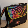 Big Soulder Bag,Colorful flowers and butterflies