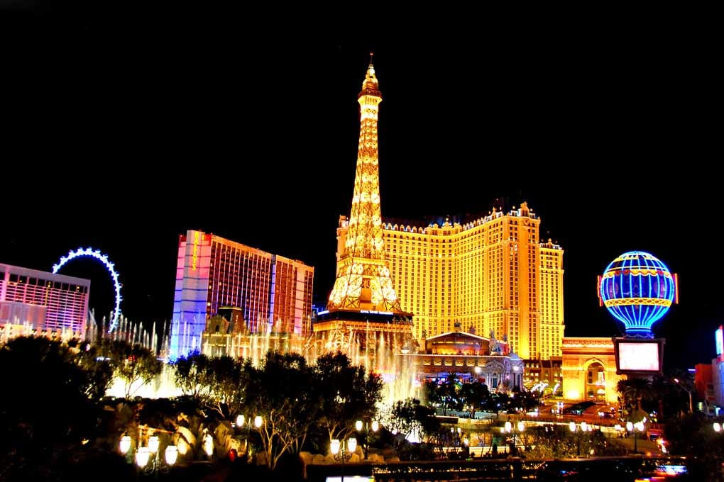 Eiffel Tower Paris And Bally's Hotel Las Vegas Photograph Print