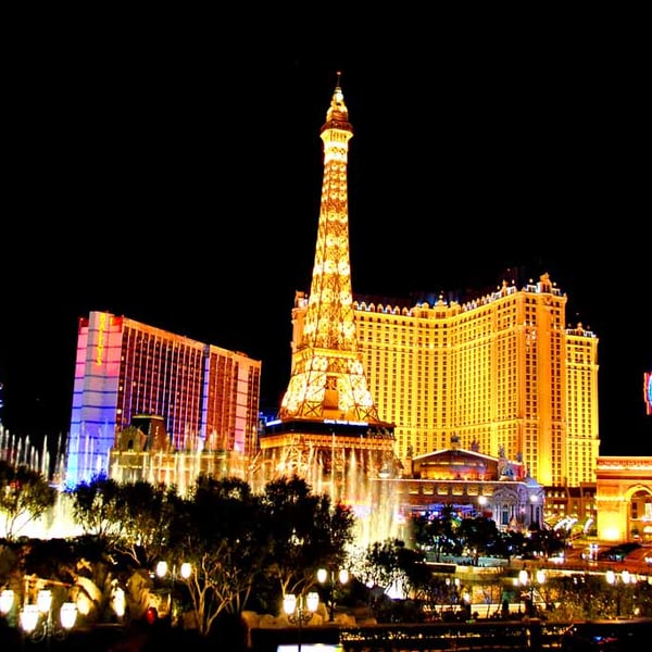 Eiffel Tower Paris And Bally's Hotel Las Vegas Photograph Print