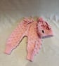 Baby pink popcorn trouser with hat
