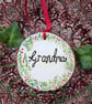 Grandma hand-painted log slice Christmas decoration 
