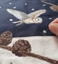 Barn owl in Snowy Scene, Christmas card, Winter birthday, holly, fir cones pine  - Image 7