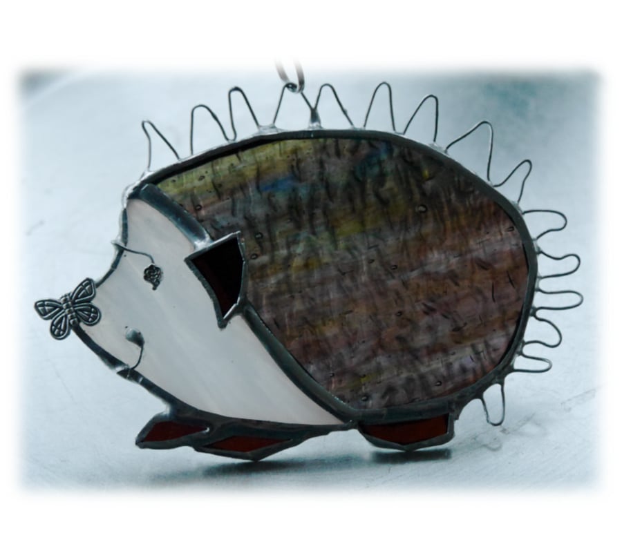 Hedgehog Suncatcher Stained Glass Handmade 016