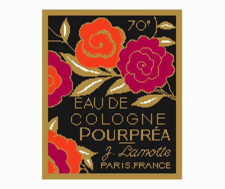 182 - Vintage 1920s Art Deco Lamotte Pourpréa French perfume bottle - CS Pattern