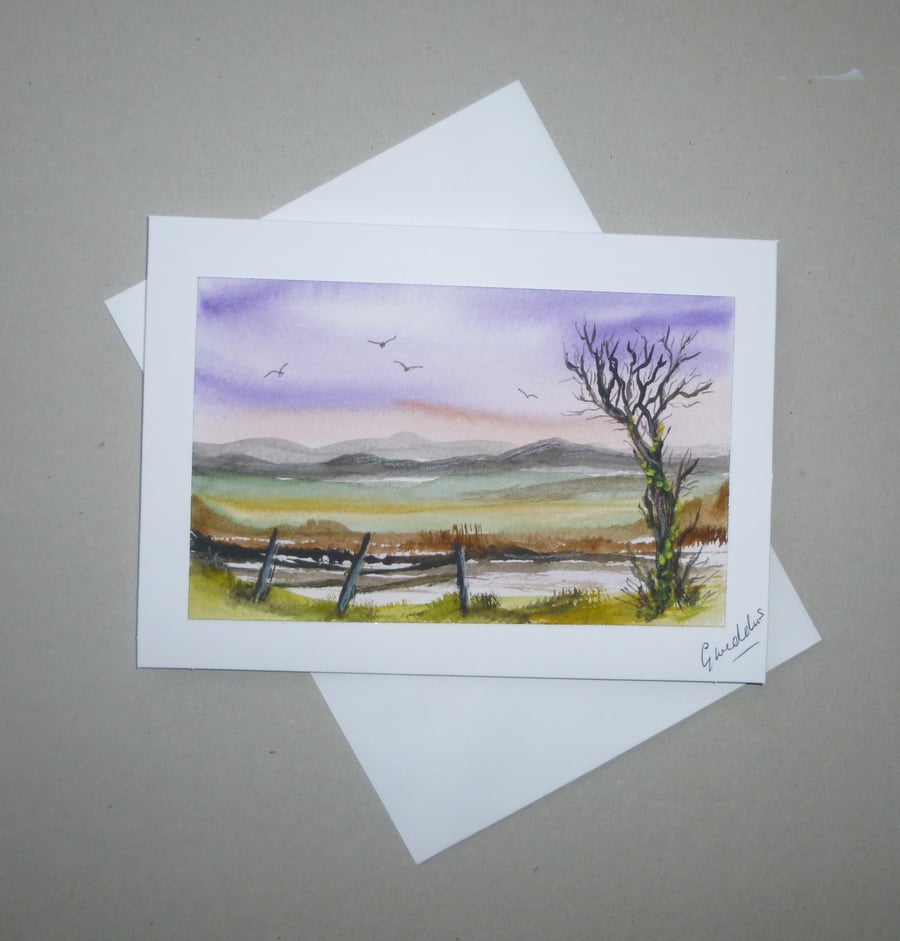 hand painted landscape greetings card ( ref FA 309 E2 )