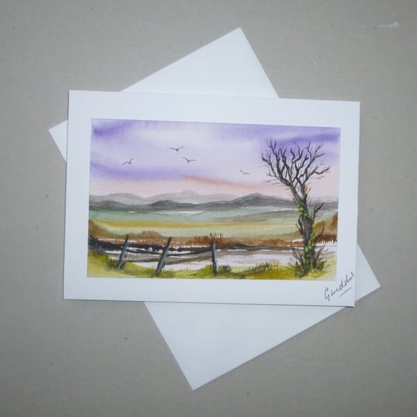 hand painted landscape greetings card ( ref FA 309 E2 )