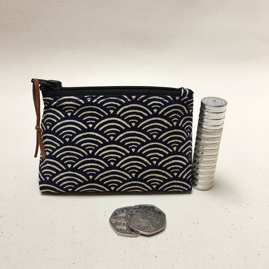Blue Waves Japanese Fabric Coin Purse