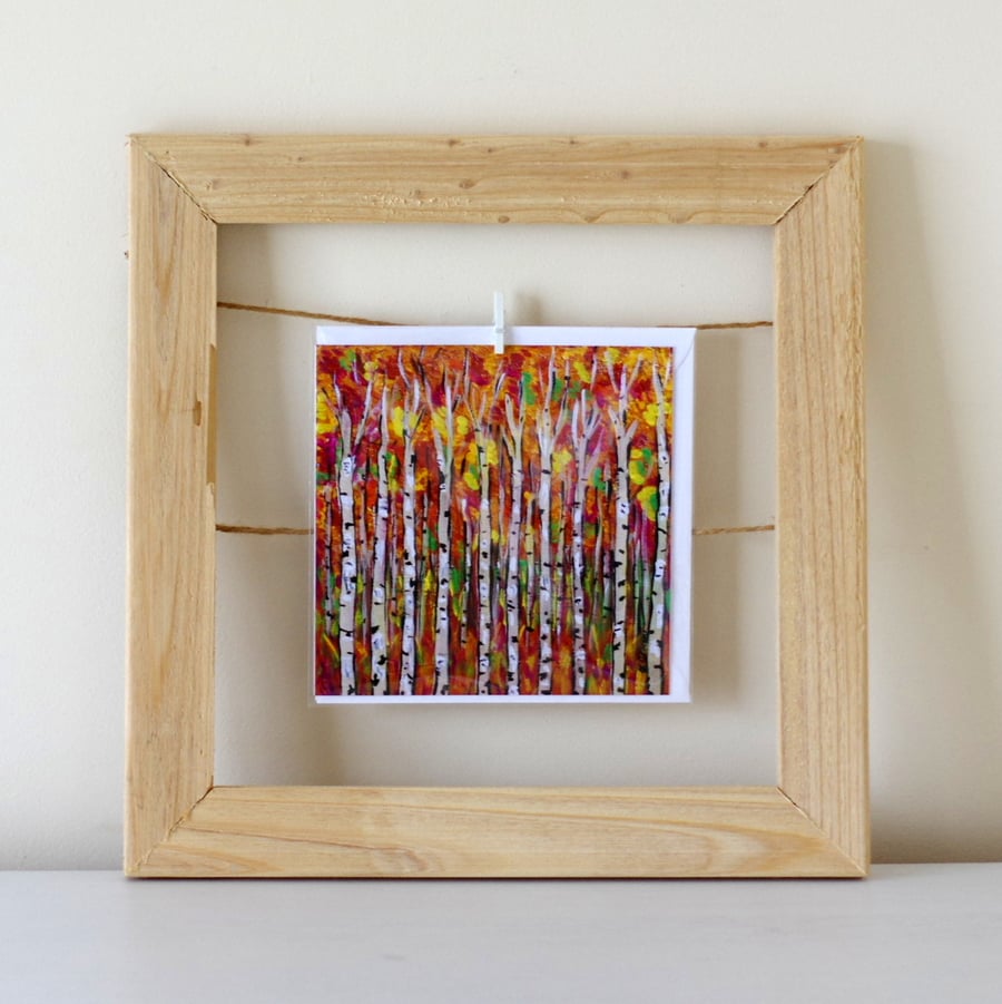 Birch Trees Card, Autumn Card, Artist Painting Card