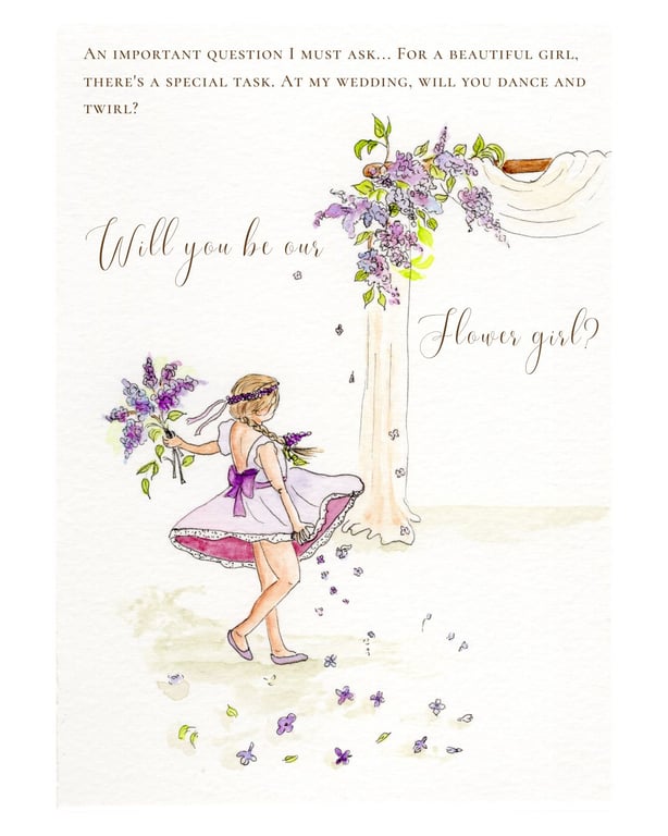 Flower girl proposal card, Will you be our flower girl, hand painted card
