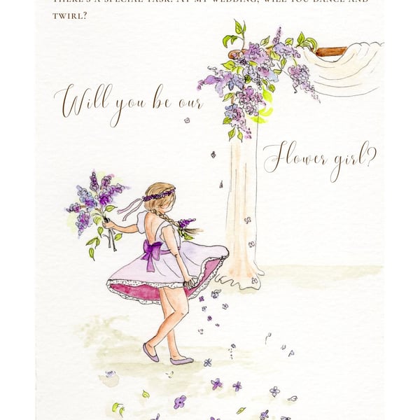 Flower girl proposal card, Will you be our flower girl, hand painted card