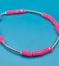 Hot pink thin paper beaded bracelet with magnetic clasp - Image 3