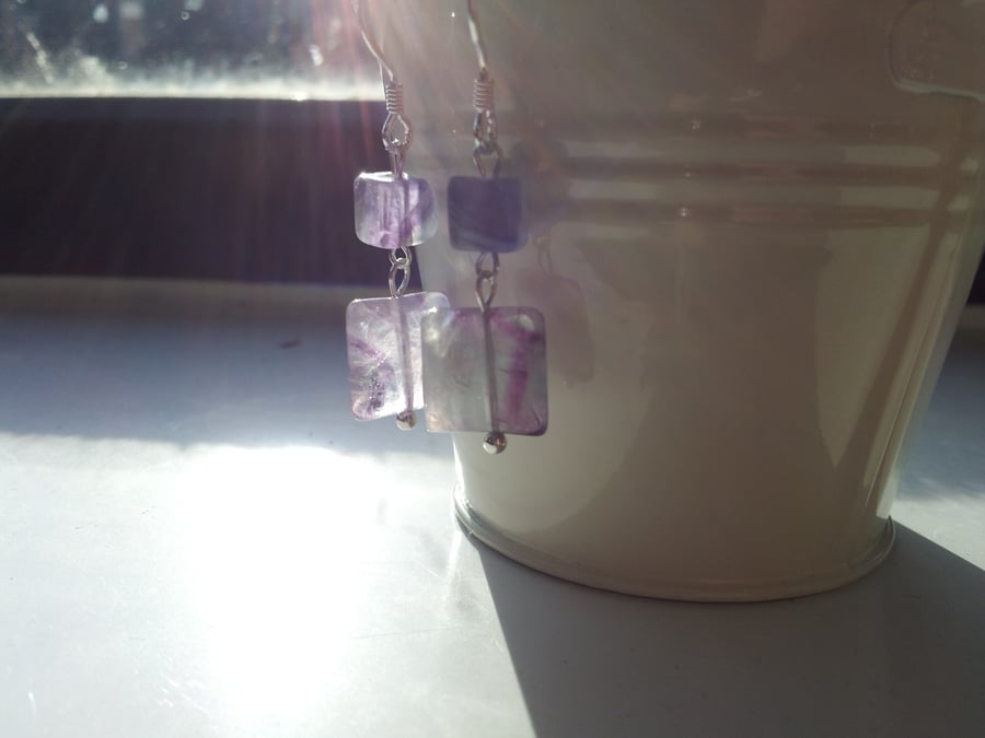 Fluorite and Sterling Silver Earrings