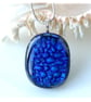Blue Sparkly Dichroic Fused Glass Pendant 271 silver plated chain handmade gift - Image 7