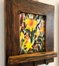 Handmade Reclaimed Wood Daffodil Flower Picture Wall Hanging With 3 Key Hooks 