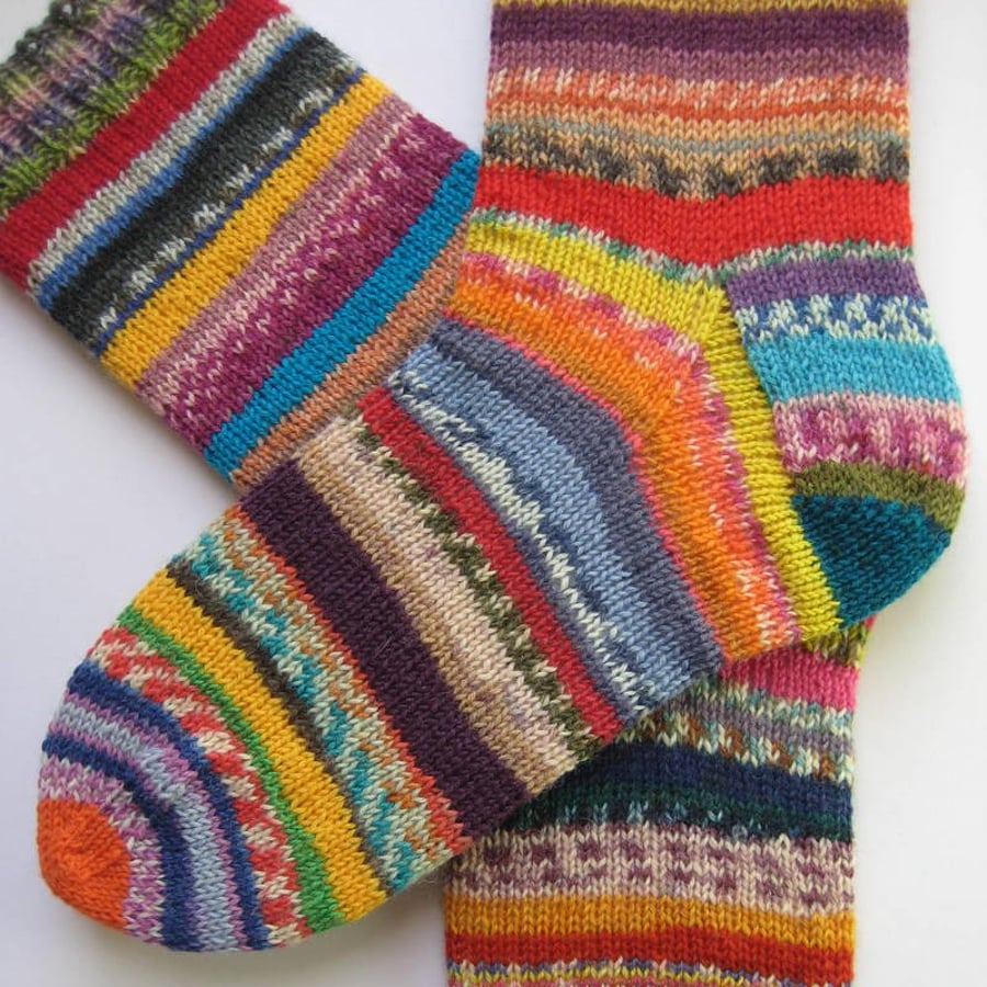 hand knit womens wool socks UK 6-8