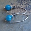 Silver earrings, kyanite & hematite dangly earrings
