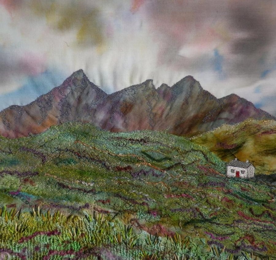 The Cuillin Mountains, Isle of Skye, textile picture