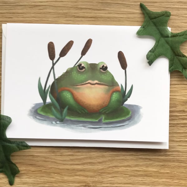 Bull Frog Blank Greeting Card