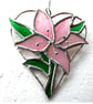 Lily Heart Suncatcher Stained Glass 020 Pink Flower - Image 7