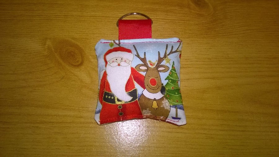 Father Christmas keyring, Santa Claus and rudolph, christmas tree, key ring, 