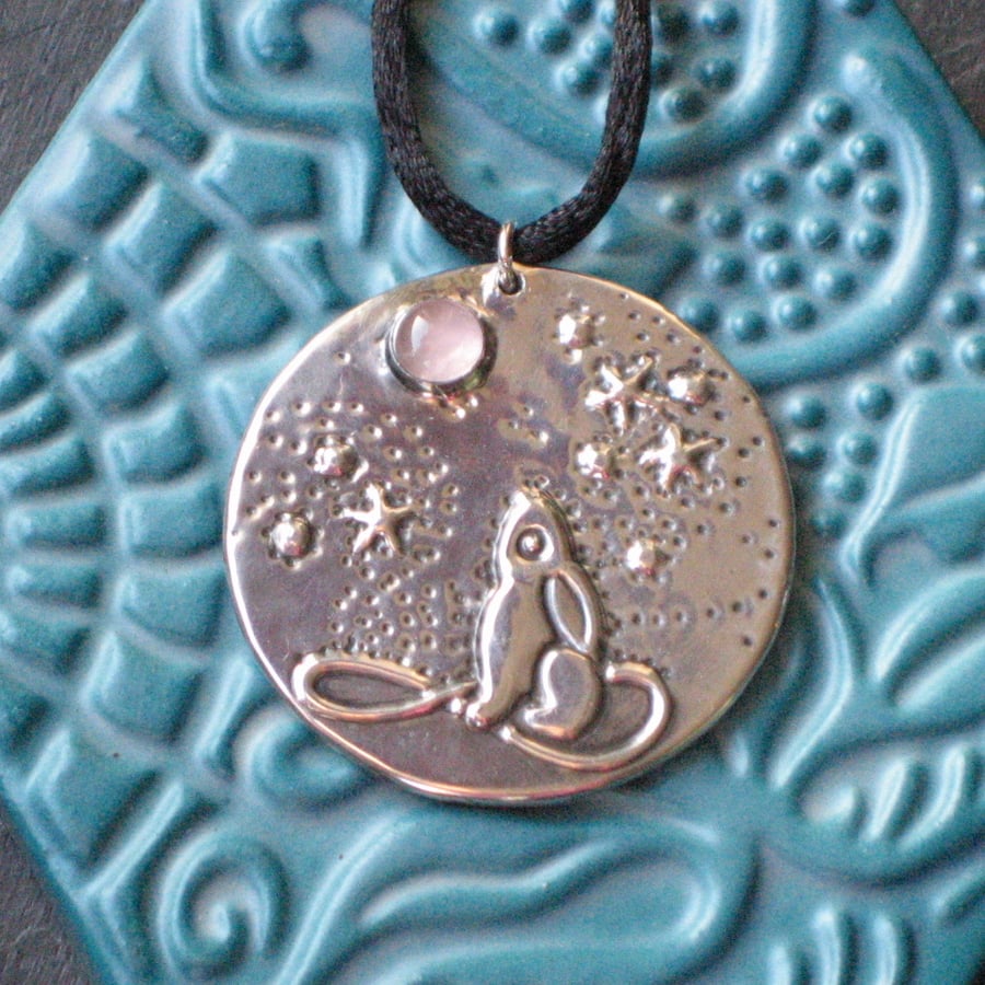 Hare and Moon Pendant Necklace