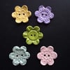 Set of five large flower ceramic buttons