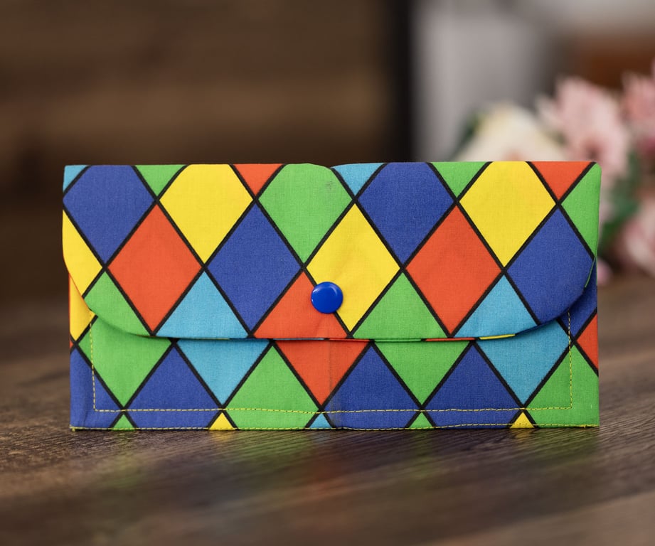 Handmade Coin Purse, Wallet Card Holder, Mini Wallet-Harlequin Design-CP42