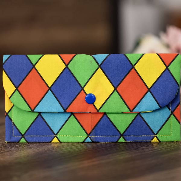 Handmade Coin Purse, Wallet Card Holder, Mini Wallet-Harlequin Design-CP42