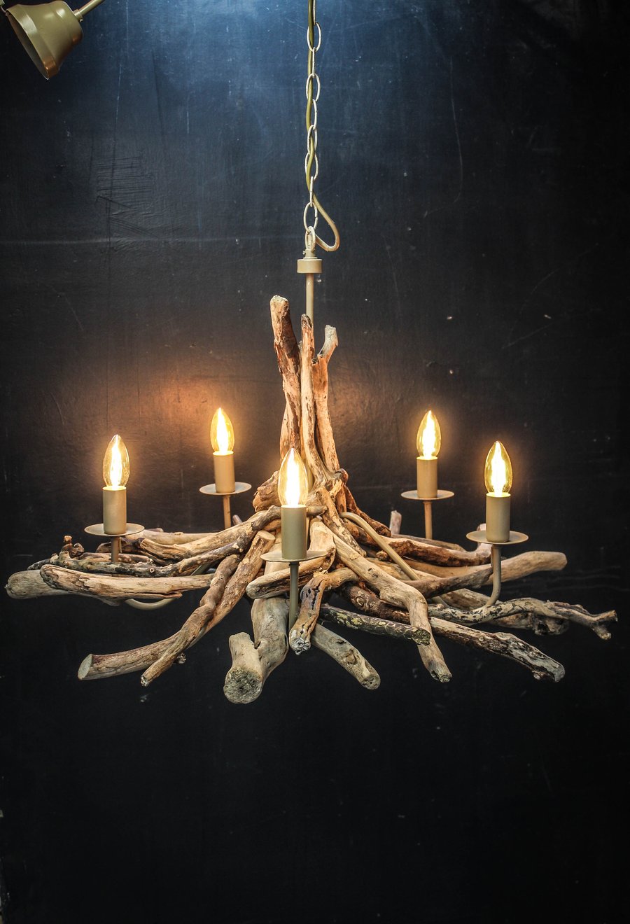 Driftwood Chandelier,5 light Chandelier, Drift Wood lighting ,adjustable chain 