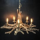 Driftwood Chandelier,5 light Chandelier, Drift Wood lighting ,adjustable chain 