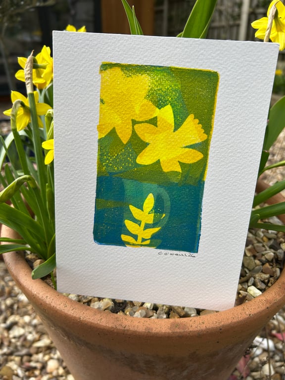 Daffodil Abstract number two - Mono print - original art