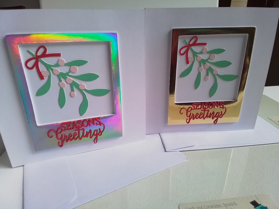 Christmas card. Mistletoe Christmas cards. CC916